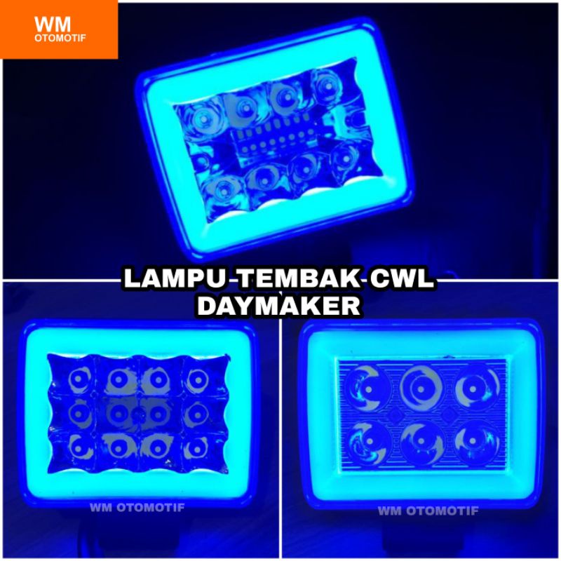 Lampu Tembak Sorot CWL Daymaker Mini 6 Led 12 Led 16 Mata Led Plus AE Ring Blue Waterproof Angel Eye Flash Running Motor Mobil Bar Cree Worklight Offroad Angle Eyes Bar Cree