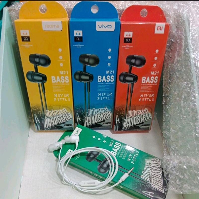 Handset handsfree earphone super bass stereo model M21