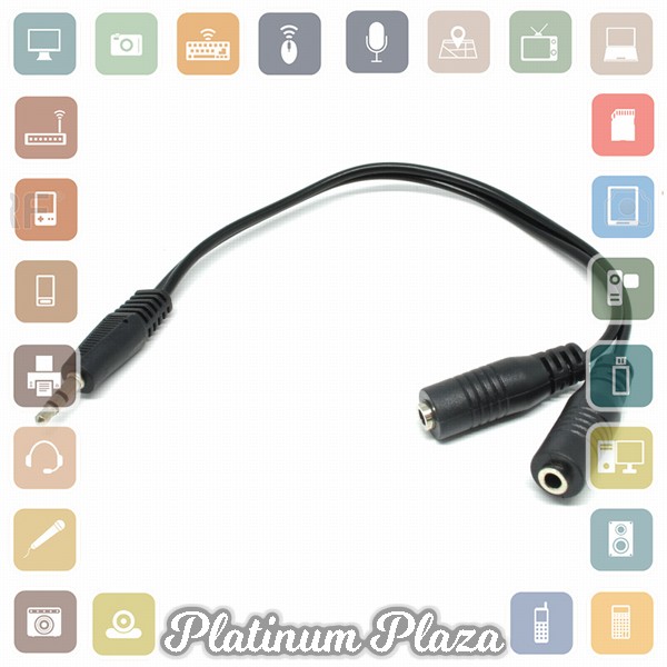 Overfly Splitter Audio Cable 3.5mm Male to Dual 3.5mm Female Adapter HiFi 24cm - AV11`60HYF5-- Black