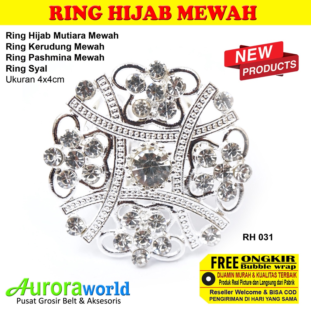 Auroraworld Ring Kerudung Ring Hijab Ring Syal Berlian Mutiara Mewah