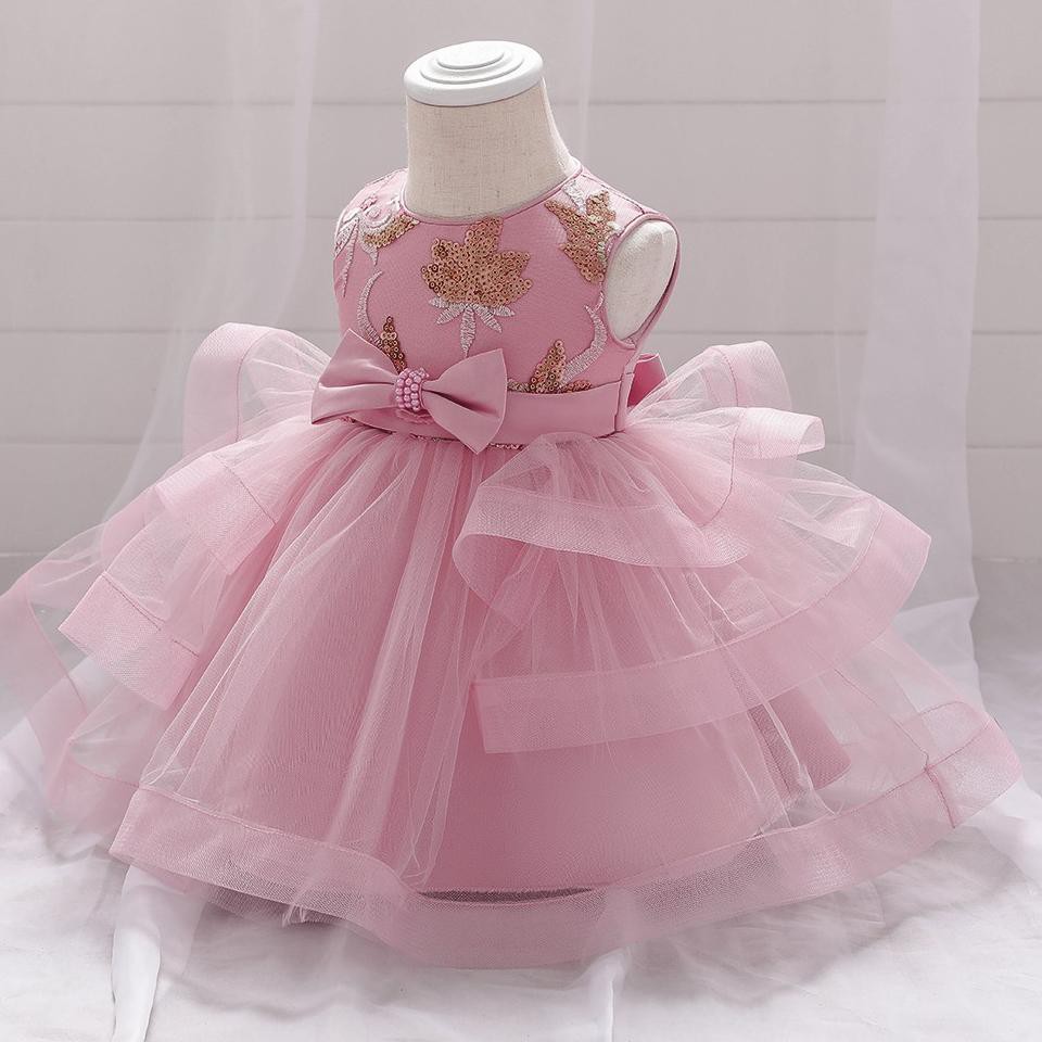 sN2Code [Brandedbaby] DRESS PESTA BAYI / DRESS ULANG TAHUN / PARTY DRESS BAYI / TUTU BAYI PINK DAN M