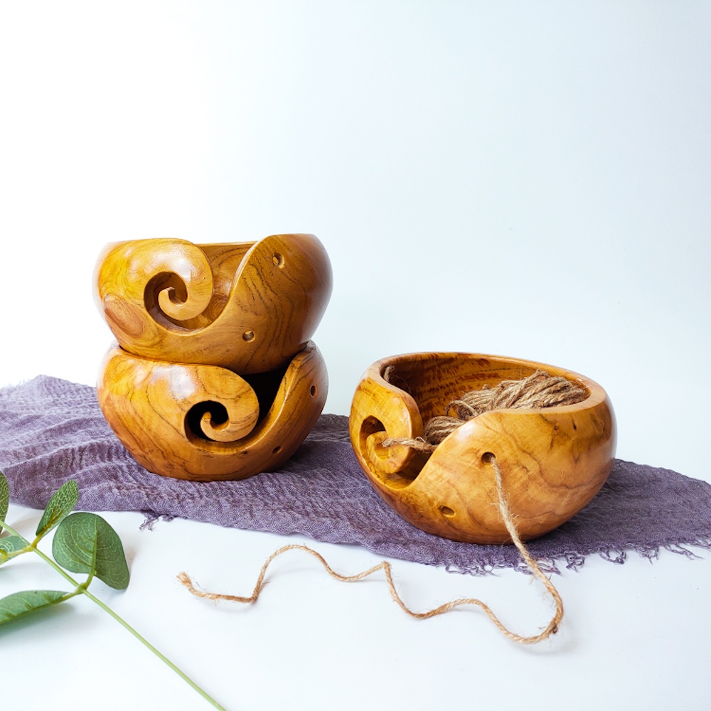 CROCHET BOWL- Mangkok Benang/ Mangkok Kayu/ Mangkok Saji/ Wooden Bowl/ Serving Bowl
