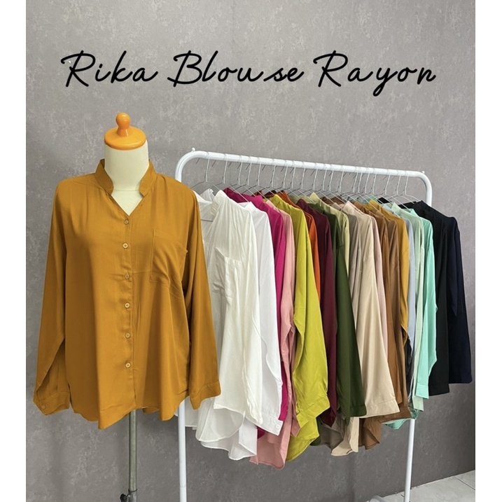 RIKA BLOUSE RAYON KERAH SHANGHAI BLOUSE RAYON PREMIUM KEMEJA RAYON BASIC