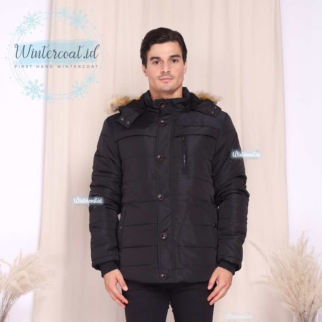 READY INDONESIA LOGAN Men Winter Coat Pria Jacket mantel cowok musim dingin jaket jumbo hitam