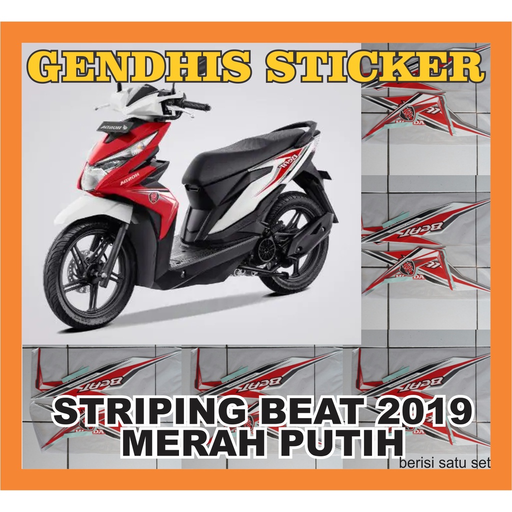 Jual Stiker Striping Honda Beat 2019 Merah Putih | Shopee Indonesia