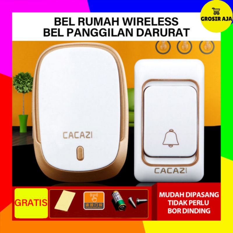 BEL PINTU RUMAH TANPA KABEL KENDALI JARAK JAUH MATERIAL ABS