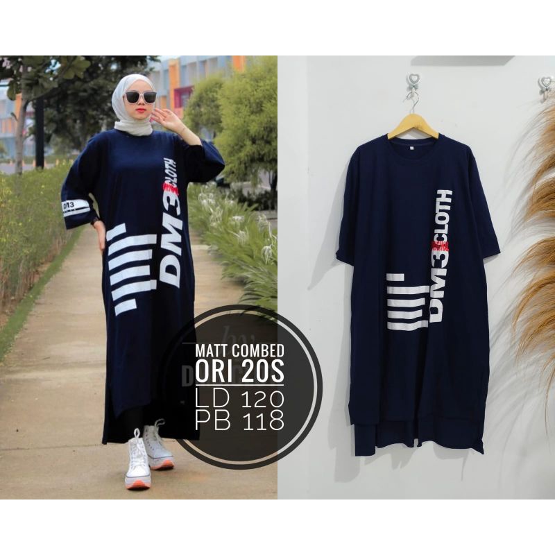 LONG TUNIK MODEL DM3 COMBED ORI OVER SIZE KEKINIAN TRENDI