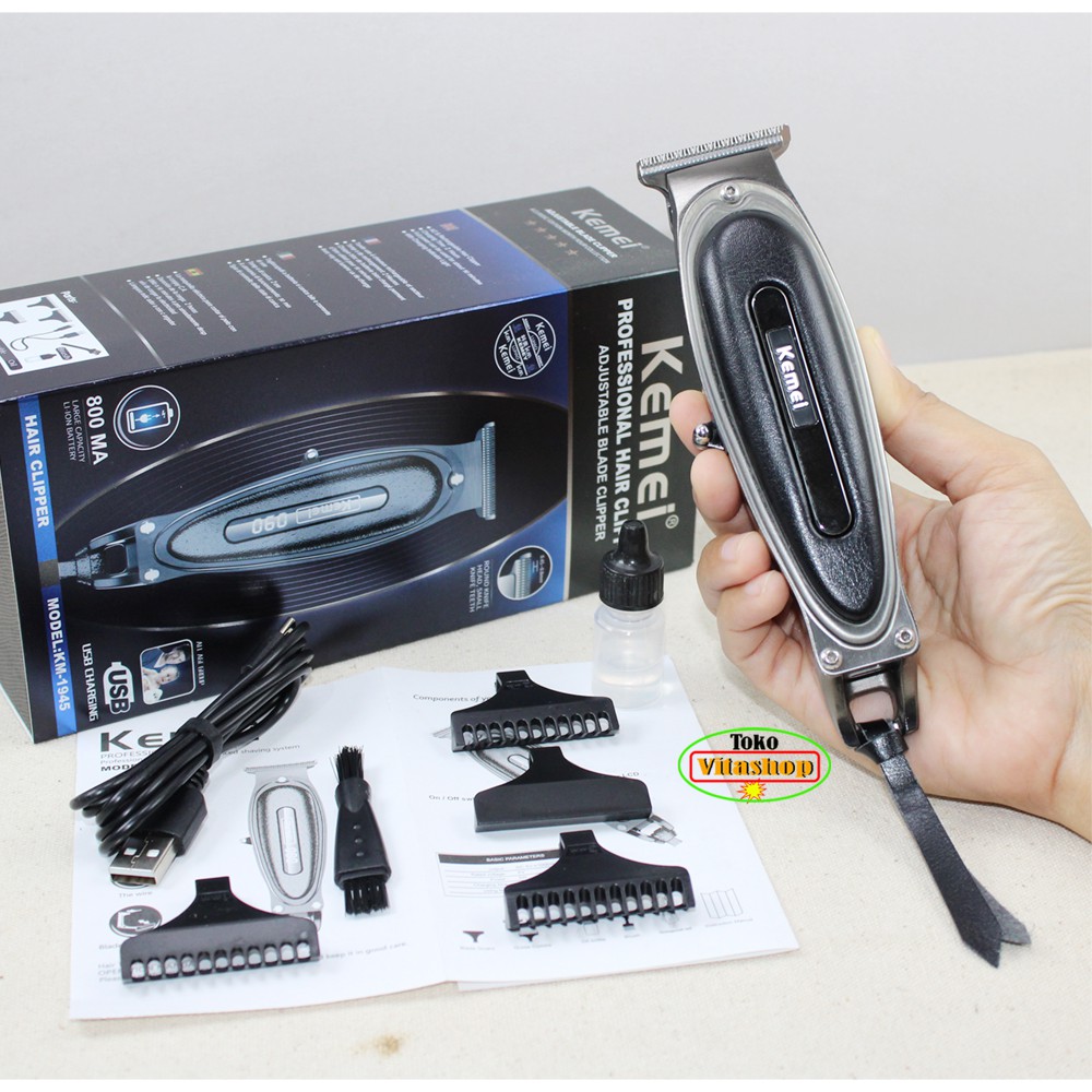 Alat Cukur Rambut Kemei KM-1945 Mesin Cukur Rambut Cas / Hair Clipper Grooming Kit