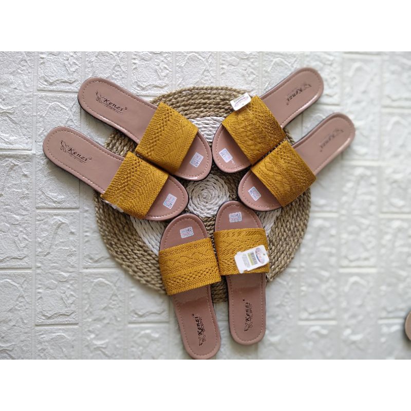 sandal flet rajut kekinian/slop kenzie/nevada terkini