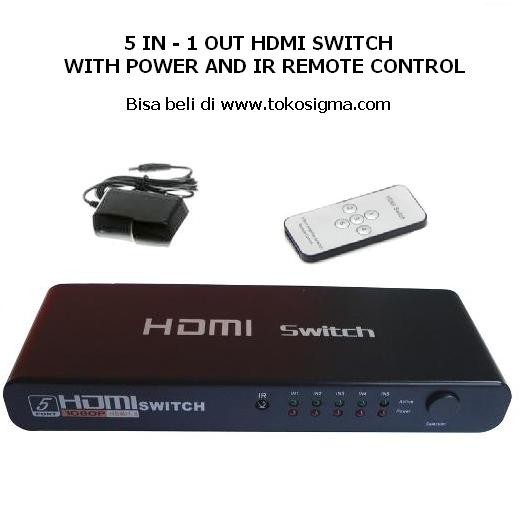 5 x1 HDMI SWITCHER with POWER ADAPTOR + remote ir