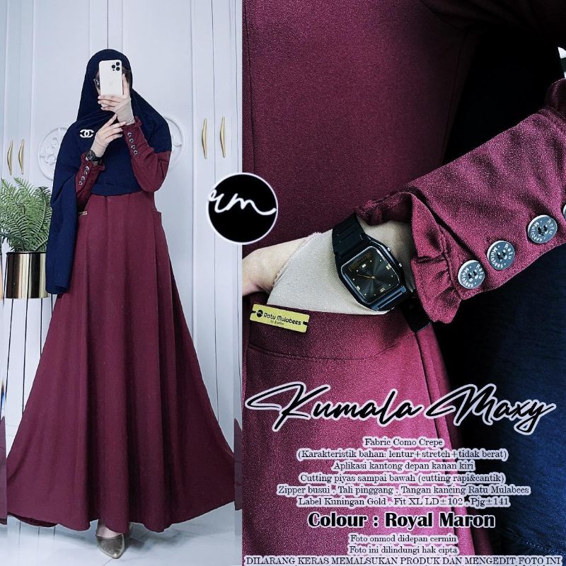 gamis muslimah Kumala maxy original by Ratu Mulabes terlaris
