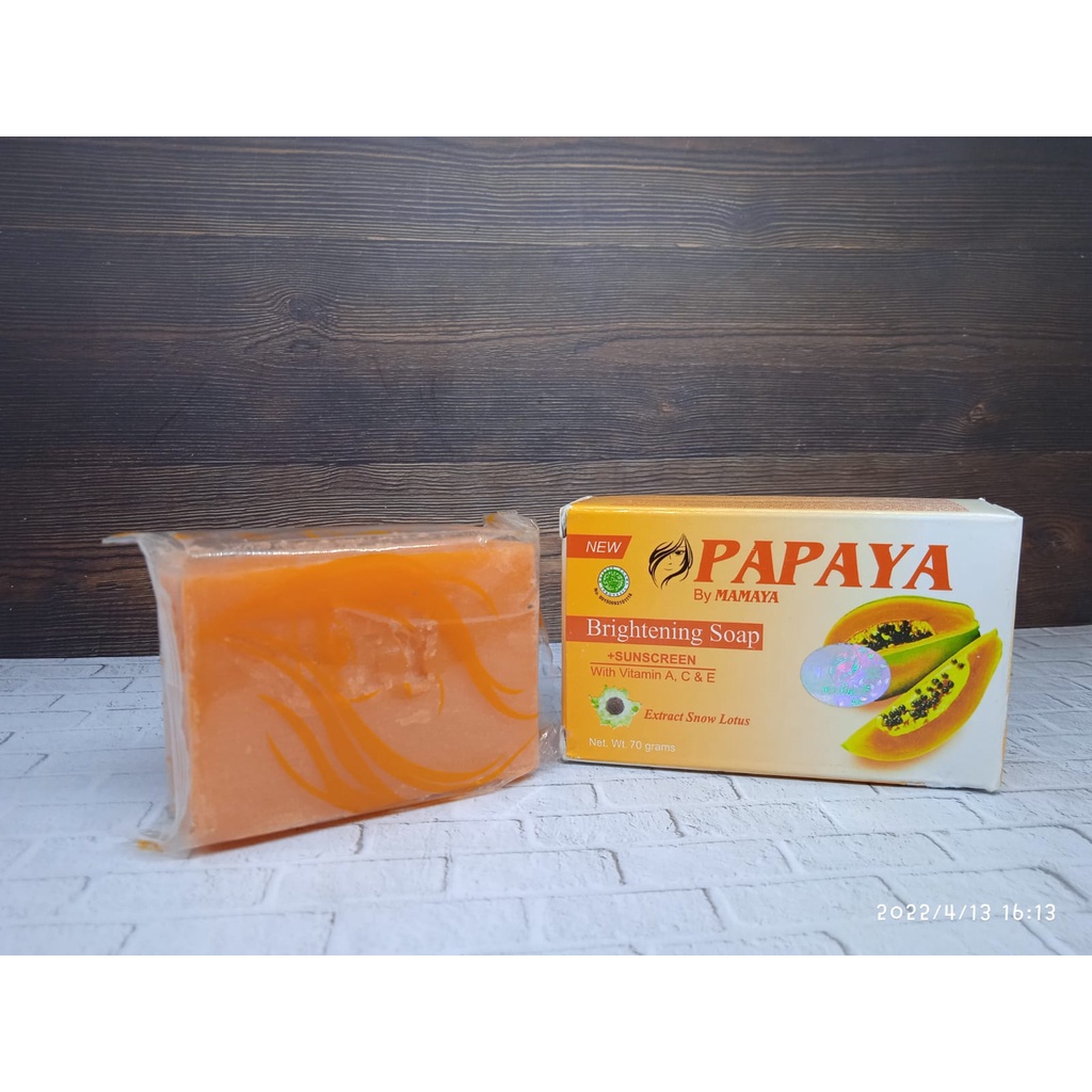 Sabun Papaya By Mamaya 70gr Sabun Kecantikan Brightening Soap + Sunscreen Extract Snow Lotus Mencerahkan dan Menghaluskan Wajah