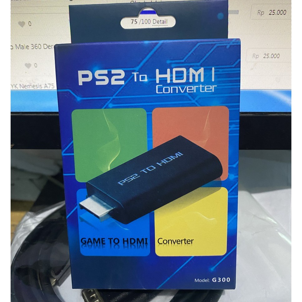 PS2 To HDTV Audio Video AV Adapter Converter Audio 3.5mm Output