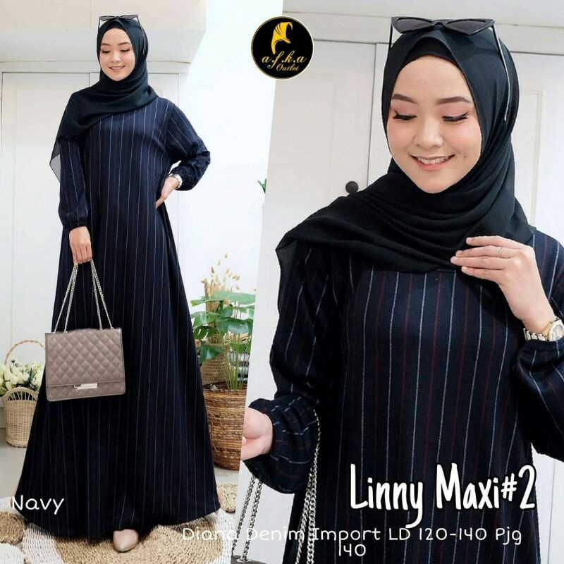 Linny Gamis Jumbo Salur Calvin Diana Maxi Dress Big Size Muslim