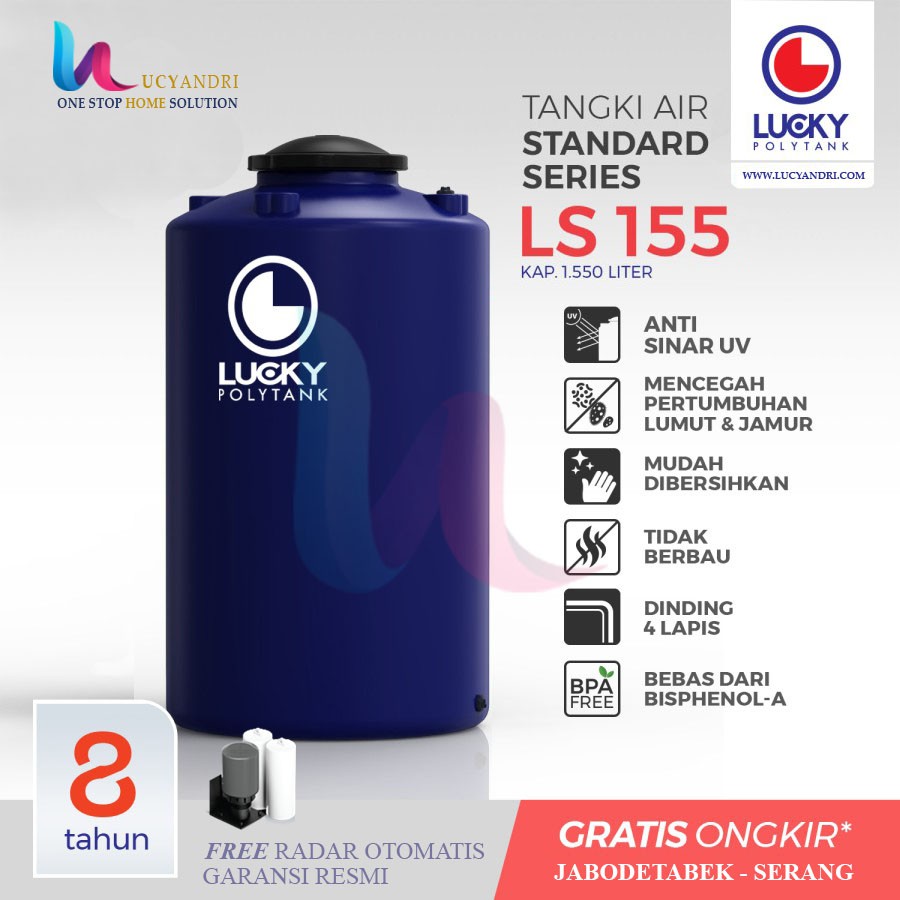 Tangki Air Plastik LS 1550 Polytank  Lucky Standard / Toren Air / Tandon Air