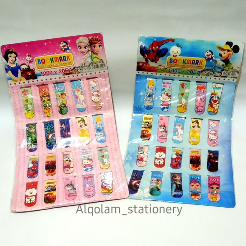 

Niam SATU RENTENG ( 20 PCS ) Magnetic Bookmark Pembatas Buku Hologram Karakter Lucu