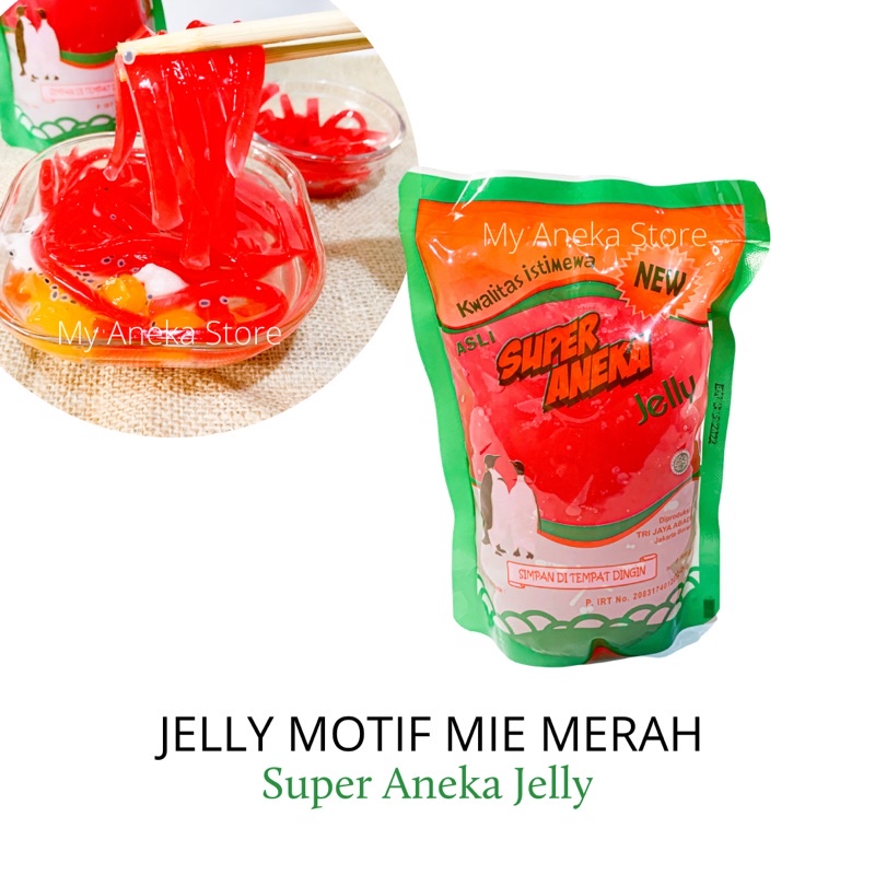 Jelly motif mie panjang kuning orange putih  “Super Aneka Jelly”