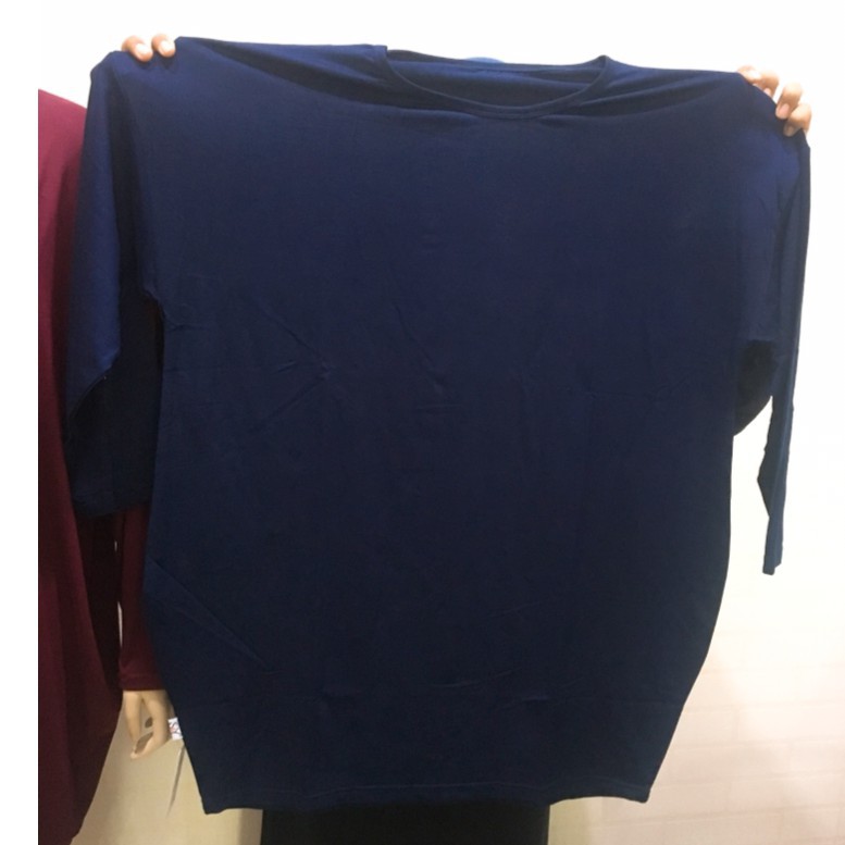BIGCLO - (COD) LD 120-140cm Baju Blouse Jumbo Atasan Wanita Muslim Basic Polos Lengan Panjang-5