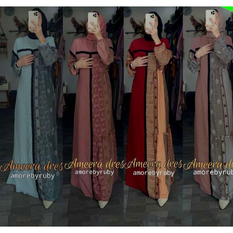 (BISA COD) Gamis Ameera dress Amorebyruby
