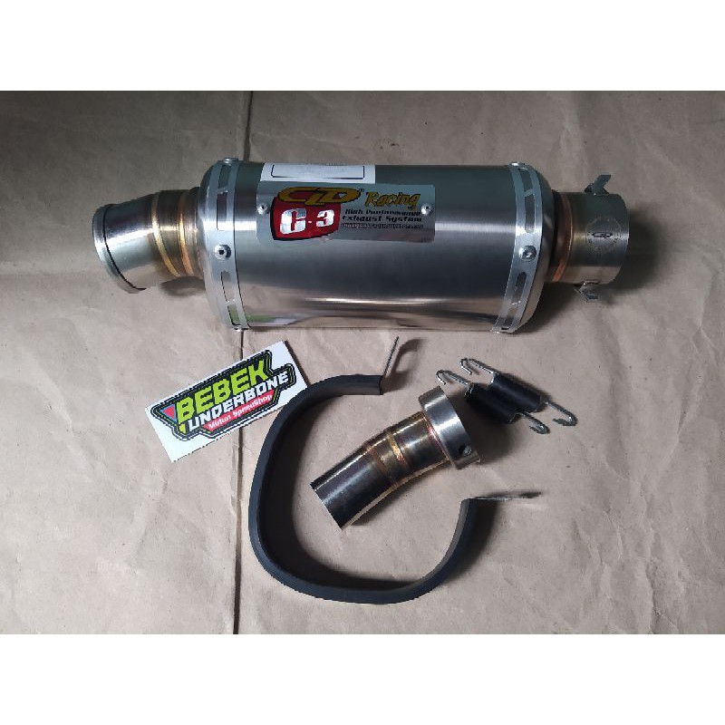 Silencer knalpot racing Cld C3 Oval in 50mm Beat Sonic Blade Jupiter z mx king Mio Gsx Satria Fu