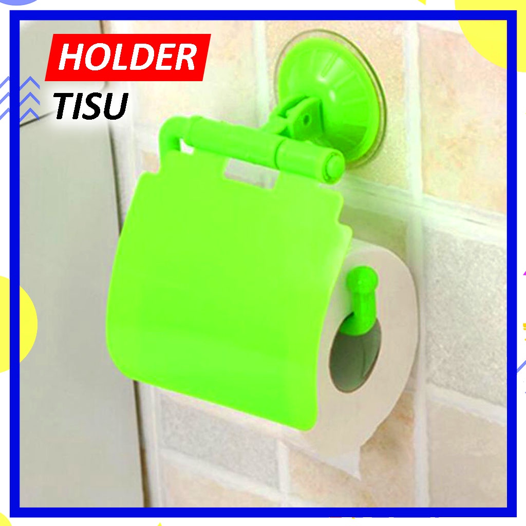 1 Pcs Tempat Tisu Gulung Toilet Roll Holder / Gantungan Tisu Tempel Vacum Sedot Tanpa Paku Tanpa Lem