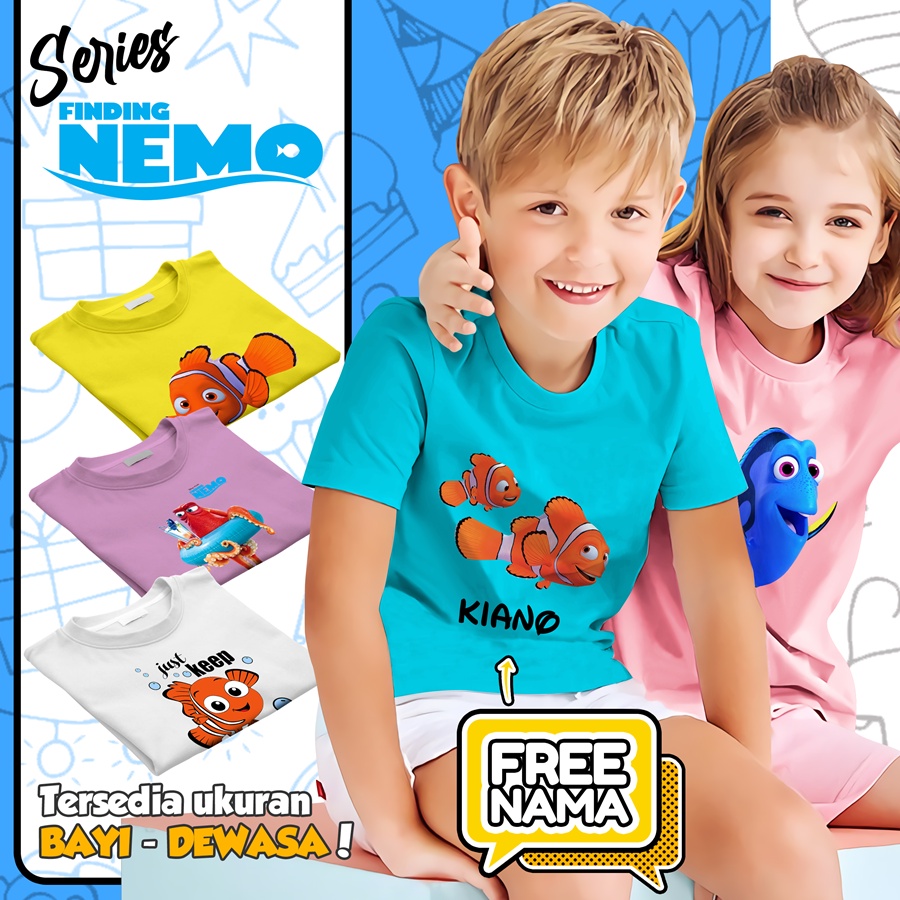 Baju Kaos ANAK DAN DEWASA NEMO COUPLE (FREE NAMA)