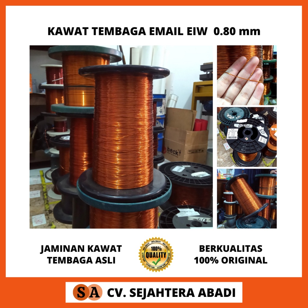 JAMINAN KAWAT TEMBAGA ASLI MERK EIW Kawat Tembaga Email Ukuran Tebal Kawat 0.80 0,80 mm 0.80mm 0,80m