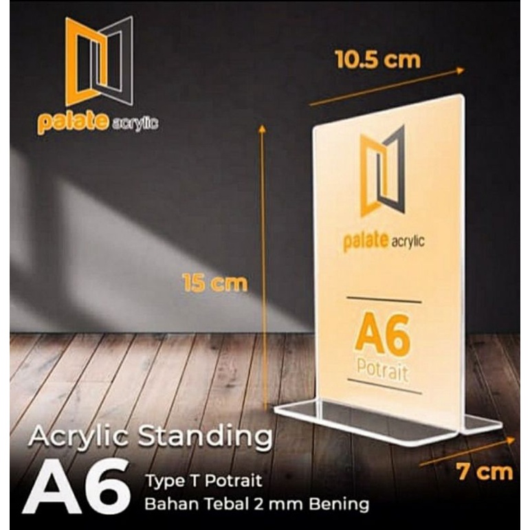 

Acrylic / Akrilik Tent Holder Stand A6 (10 x 15 cm) T Potrait 2mm