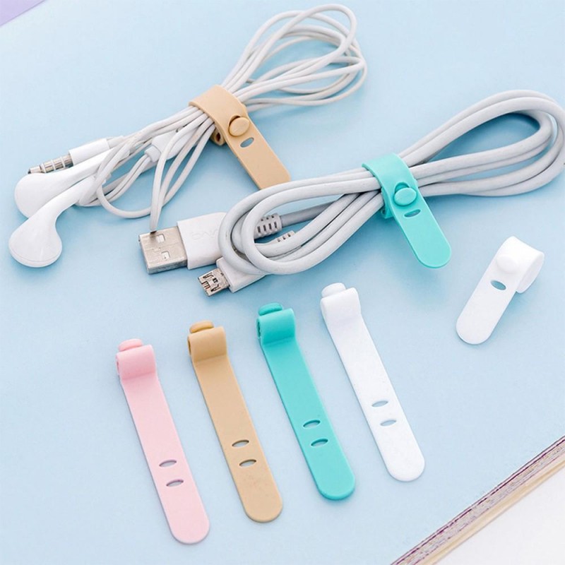 4pcs Klip Pengikat Kabel Data / Charger / Earphone Bahan Silikon