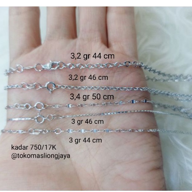 Kalung Toscano/ Nori/ Italy Kaca Emas Putih kadar 750/17K