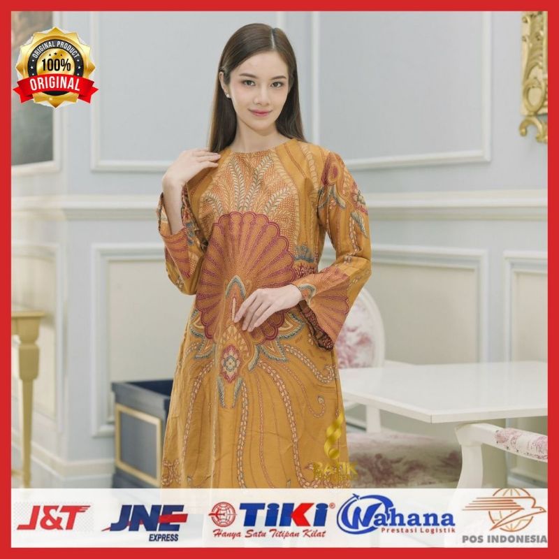 OKSANA MIDI DRESS BATIK PRABUSENO LENGAN PANJANG DRESS BATIK MODERN DRESS FORMAL KERJA