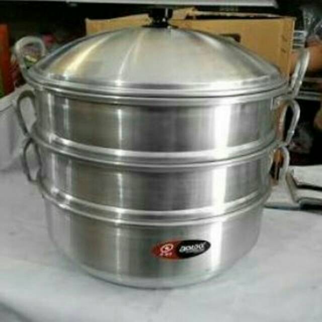 Langseng kukusan Aluminium 40cm Susun 3 - Silver