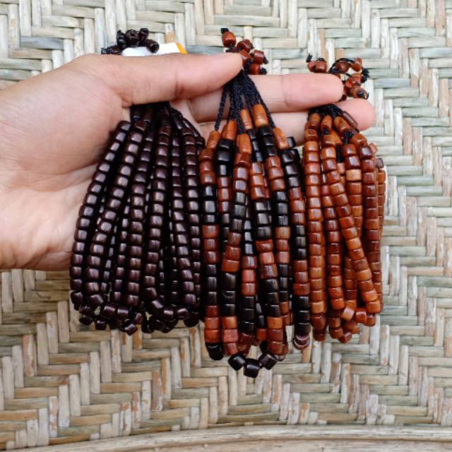 gelang kokka marjan kotak per 10 pcs kaukah kaokah koka kokka gelang tasbih 33 hitam coklat