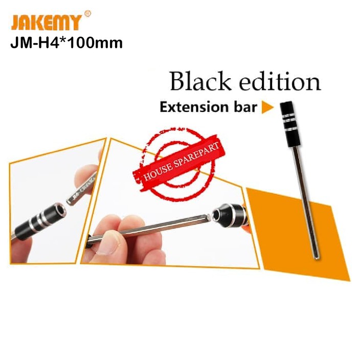 Jakemy JK-H4x100mm Black Extension Obeng Bar Original