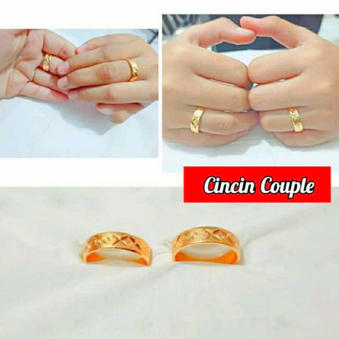 Cincin TITANIUM Polos Ukir Couple Atau Sepasang Perhiasan Wanita Gold dan Silver limited edition