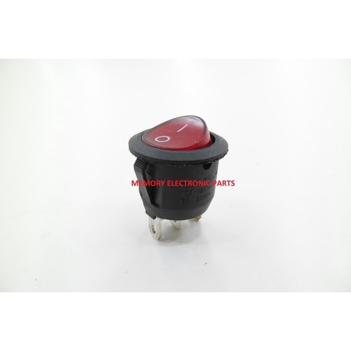Rocker Switch Bulat Merah 3pin (+lampu)