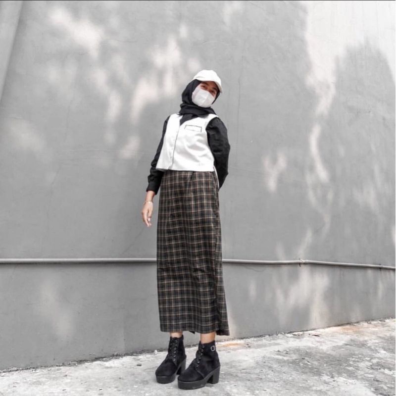 Shofid- Rok panjang/rok korea /rok tartan/rok kotak kotak