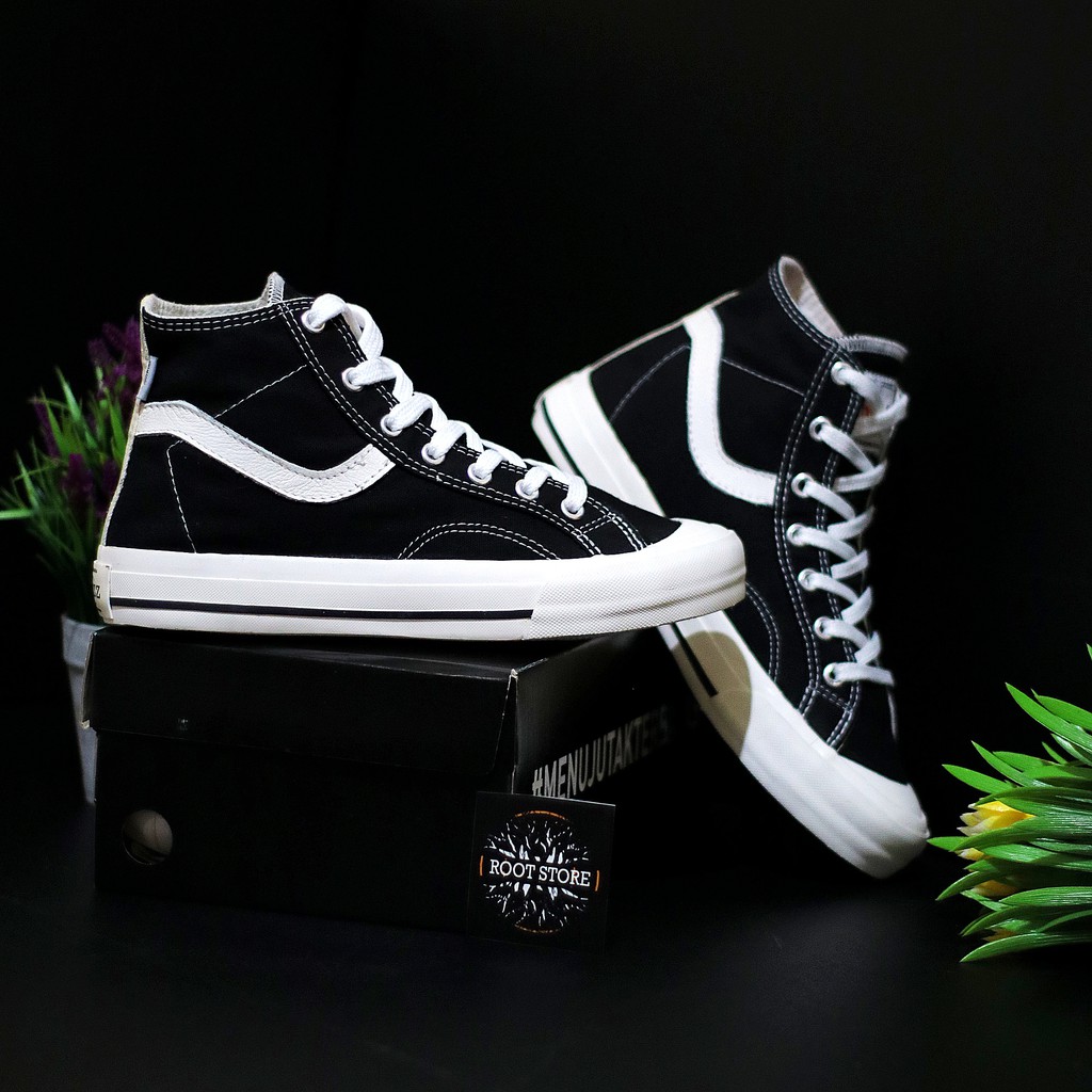 100% Original Sepatu Lokal Casual Black White Hi | Not Ventela Public High