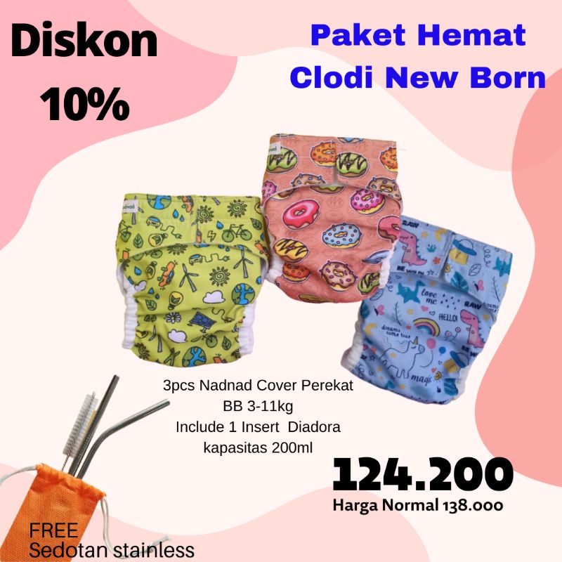 PROMO CLODI NADNAD COVER PEREKAT FREE SEDOTAN STAINLESS | POPOK KAIN NEW BORN