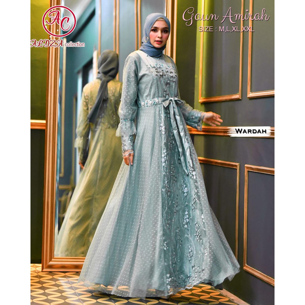 LONG GAMIS TULLE MUTIARA BORDIR / GAMIS AMIRAH