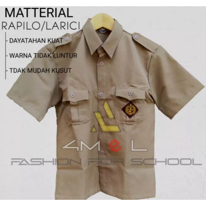 Baju Pramuka Lengan Pendek/Baju Pramuka Kain Larici/Baju Pramuka Guru/Baju Dinas LARICI ORIGINAL