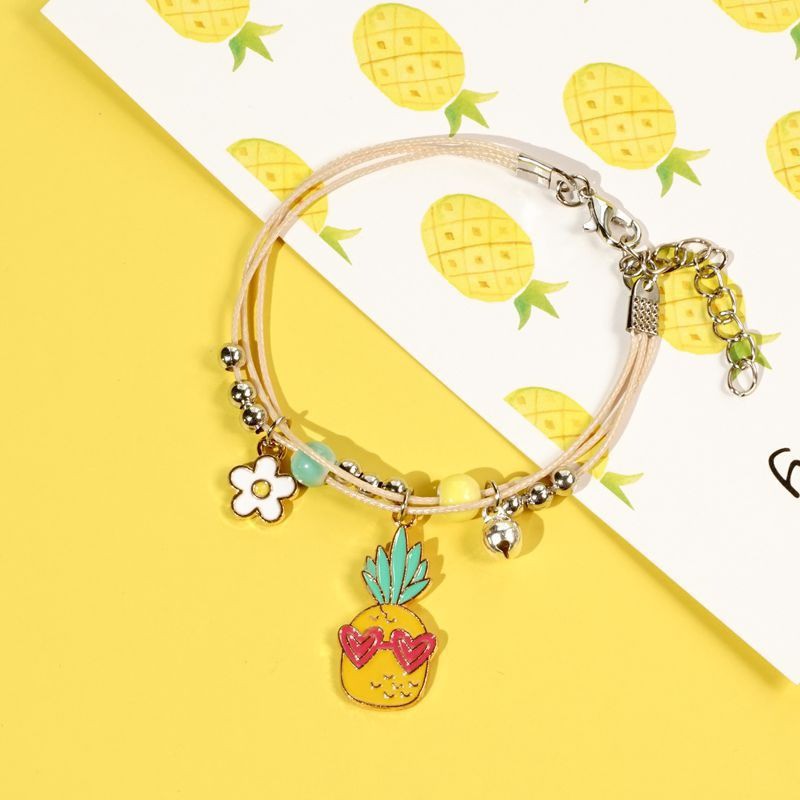 Carley Gelang Kartun Banyak Varias couple Daisy etnik bead Tali persahabatan Braided Bracelet/Friendship Adjustable Fashion Aksesoris bangle bagus model korea terbaru lucu imut cantik cocok untuk hadiah bentuk buah binatangi [A3-2]-Pineapple