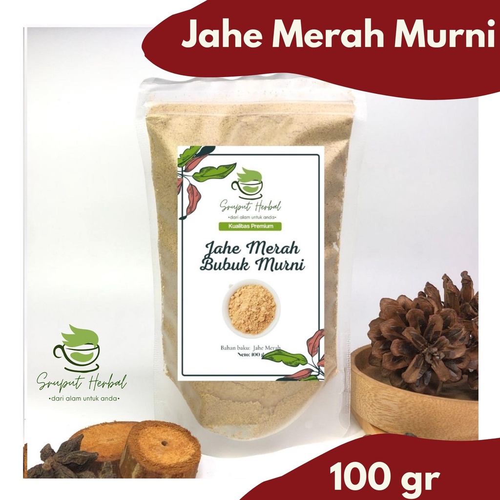 100g Jahe Merah Bubuk Murni Tanpa Gula Ground Red Ginger Original 100% Premium Berkualitas JSR Sruput Herbal