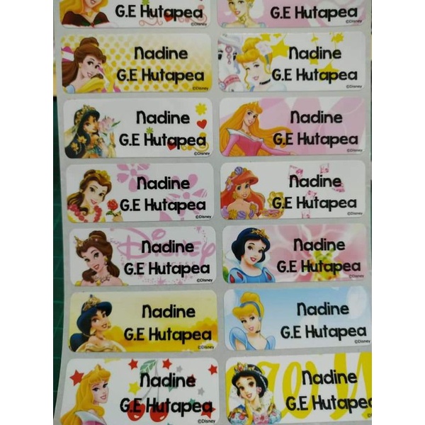 

Princess Sticker Label Nama Waterproof anti air motif anak cewek girl