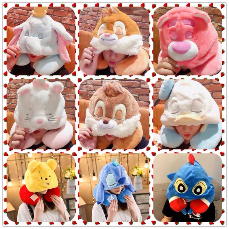 BANTAL LEHER BONEKA STITCH WINNIE THE POOH SHELLIE MAY DUFFY STELLA LOU TOTORO  NECK PILLOW