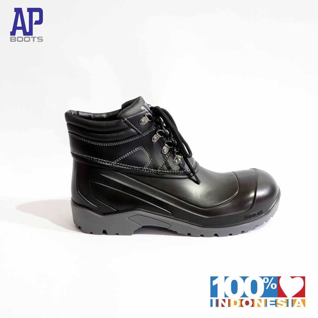 AP MAX 39-43 BLACK - SEPATU SAFETY PRIA KARET  - AP BOOTS