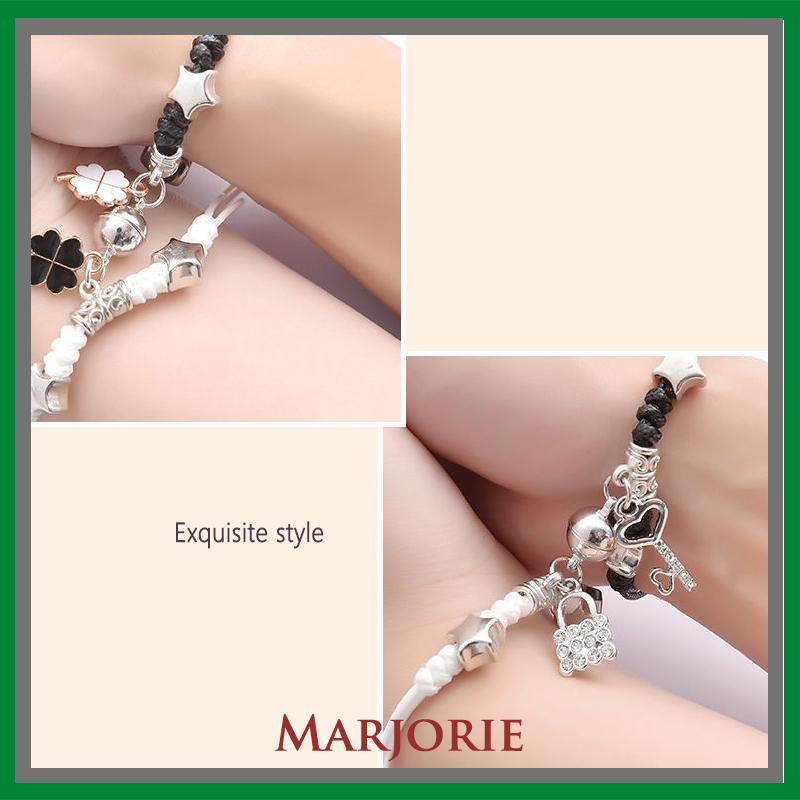 2 Pcs Fashion Magnet Gelang Palang Berbentuk Hati Kunci Gelang Wanita Pria Pasangan Perhiasan Aksesoris-MJD