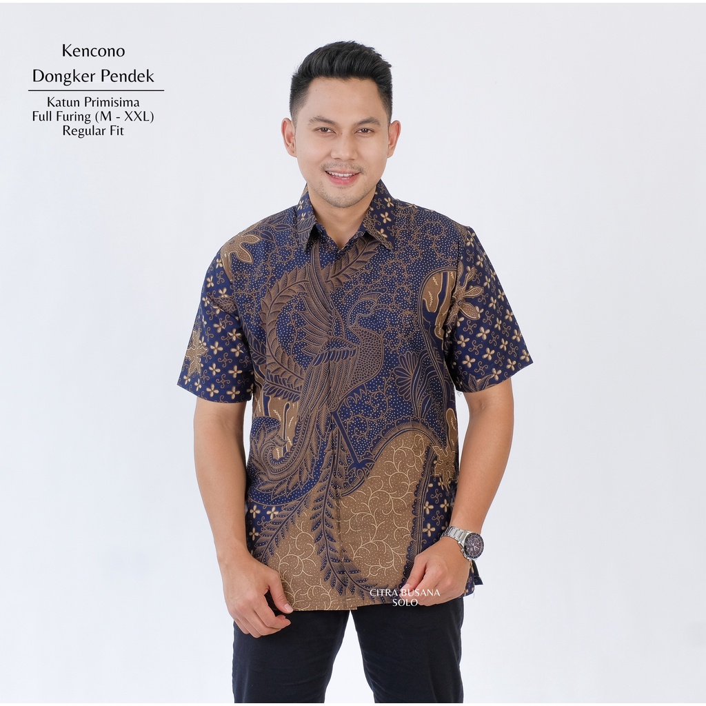 KENCONO DONGKER PENDEK Kemeja Batik Pria Full Furing Bahan Katun Primisima