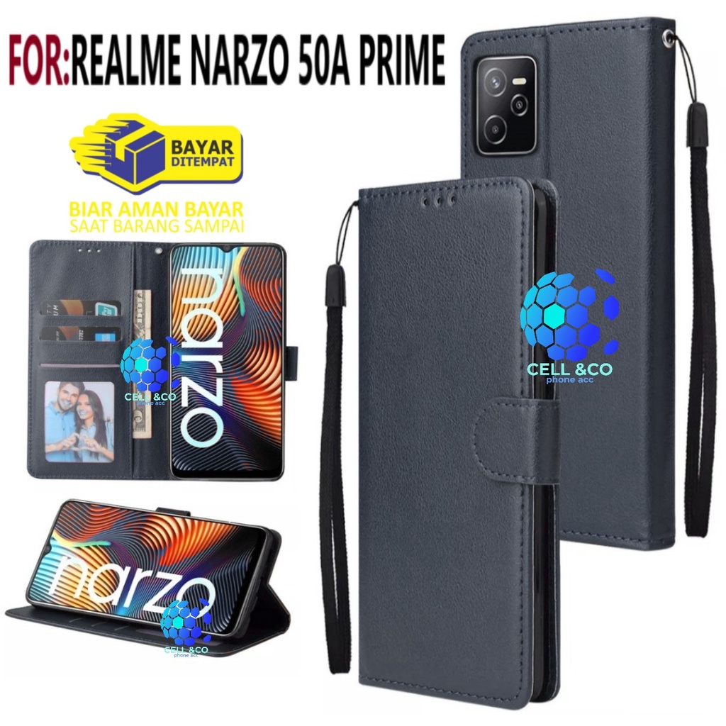 REALME NARZO 50A PRIME CASE FLIP LEATHER WALLET PREMIUM FLIP CASE BUKA TUTUP KESING HP CASING FLIP CASE WALLET REALME NARZO 50A PRIME