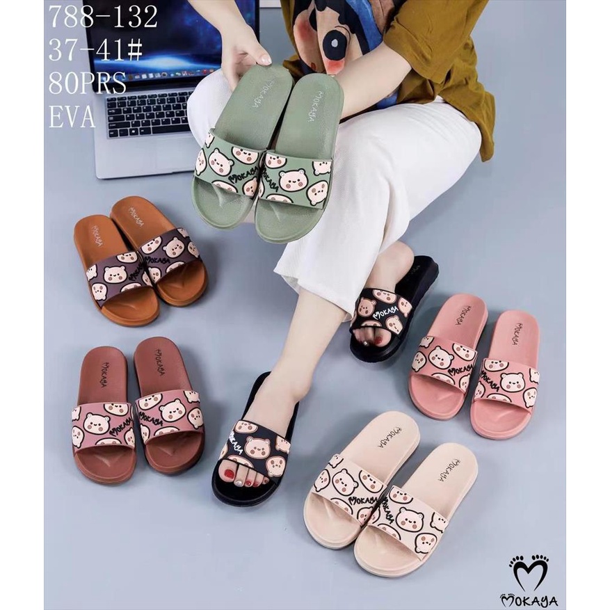 Sandal Jelly Wanita Ban Bear Face Mokaya Cantik Cute Kekinian Import Mokaya / Size 37-41 (788-132)